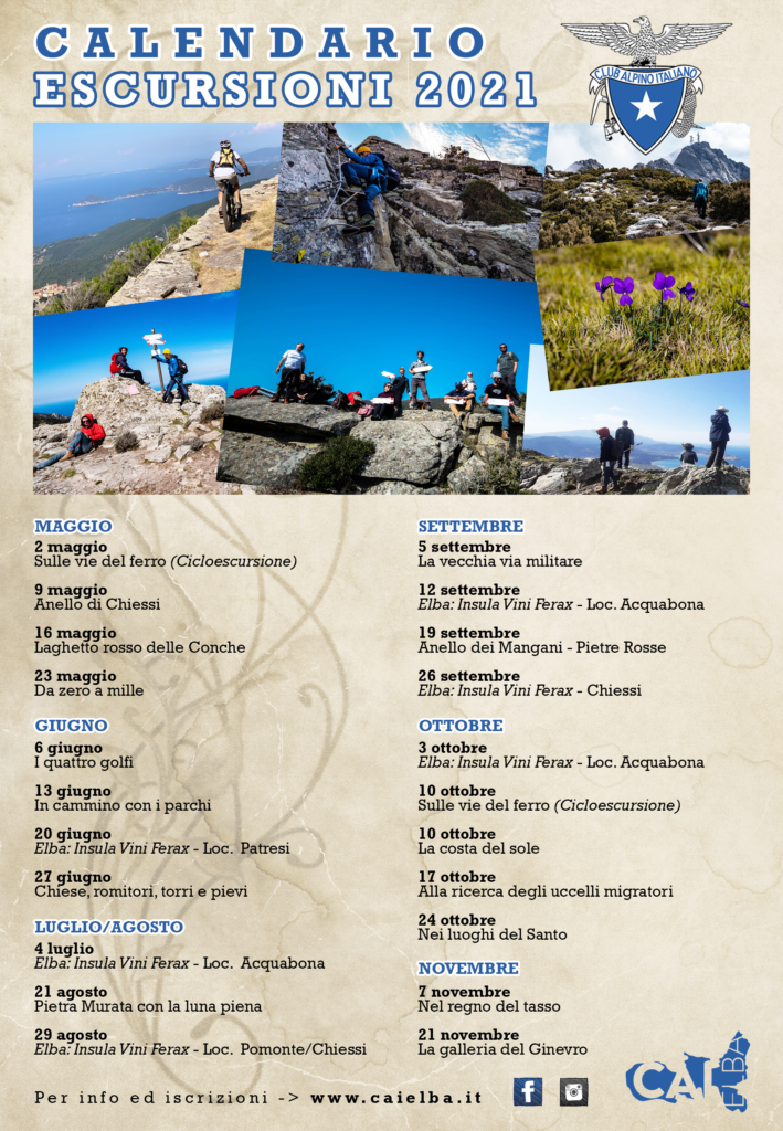 Calendario escursioni 2021