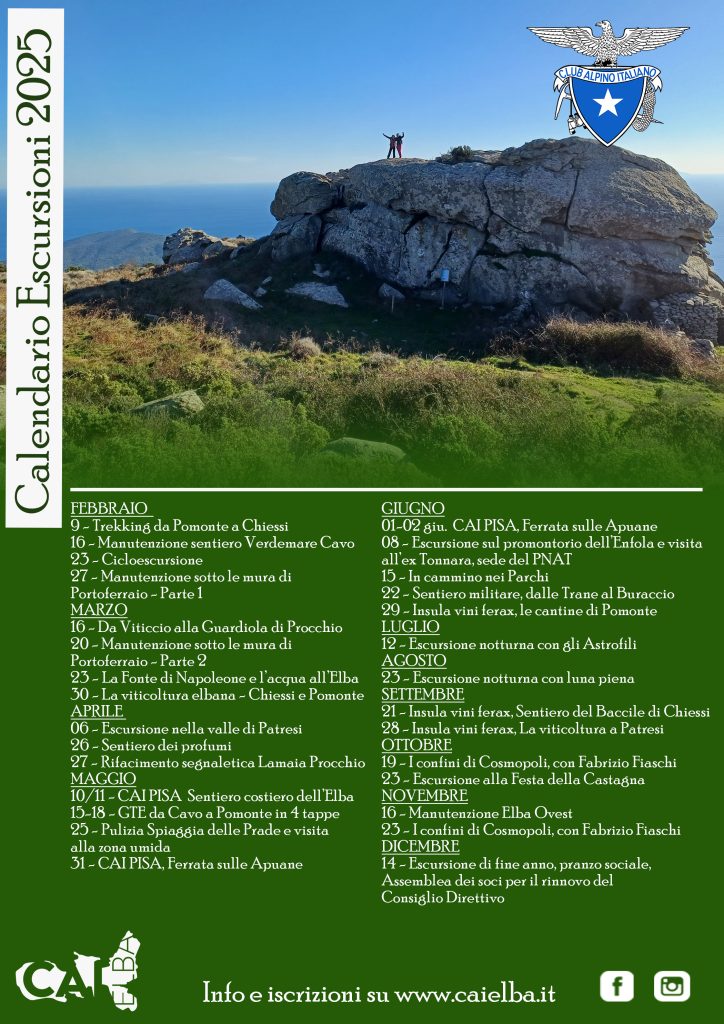 CALENDARIO ESCURSIONI 2025